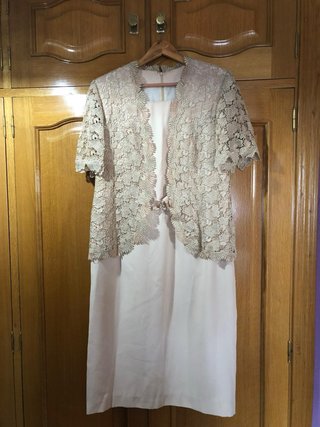 Vestido de fiesta/madrina beige y rosa