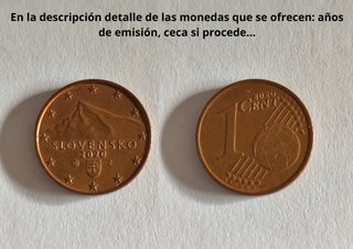 Eslovaquia. Monedas euro regulares. Intercambio