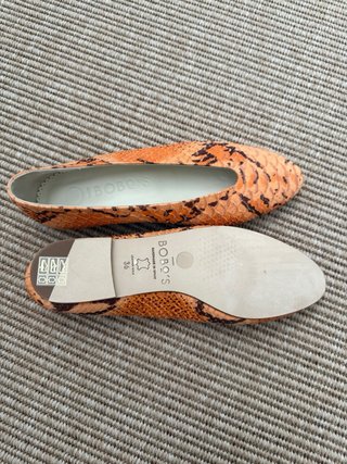 Bailarinas Bobos Naranja Piel Serpiente Talla 36