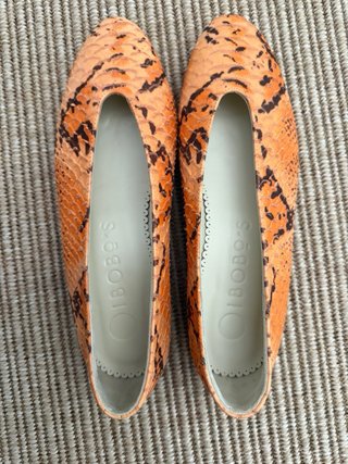Bailarinas Bobos Naranja Piel Serpiente Talla 36