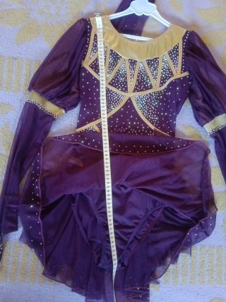 Maillot Patinaje Niña Adulta Morado Dorado