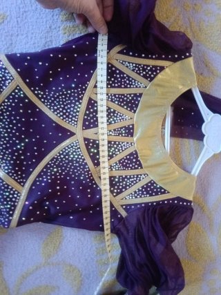 Maillot Patinaje Niña Adulta Morado Dorado