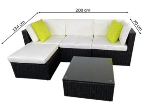Conjunto Muebles Jardín Ratán y Cristal