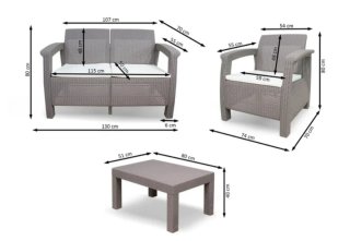 Conjunto Muebles Jardín Ratán Sintético