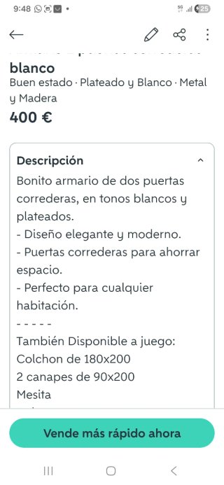 Armario puertas correderas blanco y gris