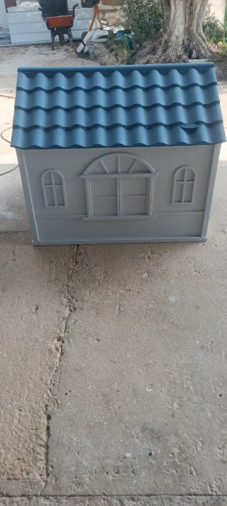 Caseta Perro Grande Azul y Blanca