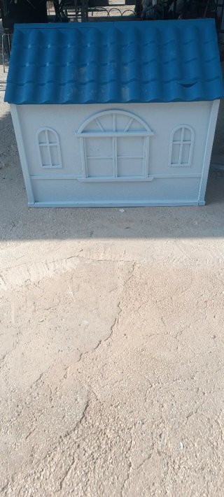 Caseta Perro Grande Azul y Blanca