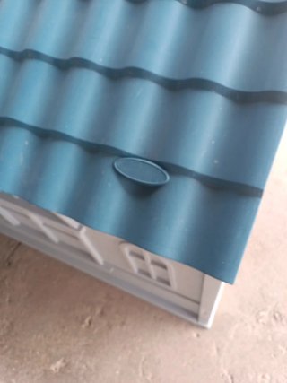 Caseta Perro Grande Azul y Blanca
