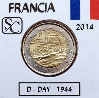 Moneda conmemorativa 2€ Francia 2014. Dia D.