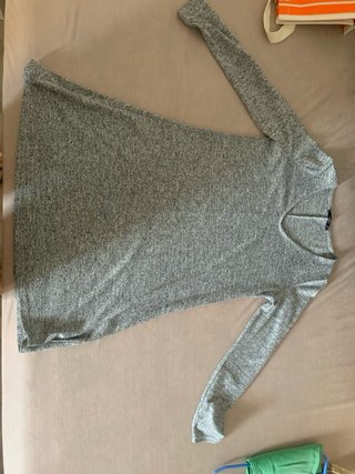 Vestido gris manga larga mujer