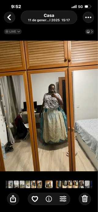 Falda fallera oro y turquesa