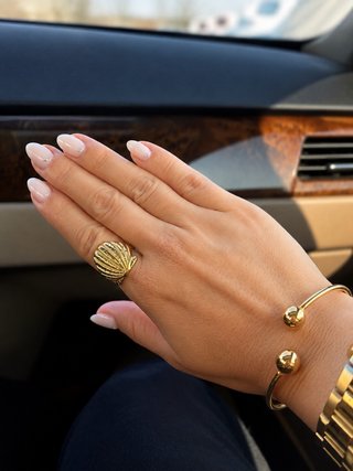 Anillo y Pulsera Acero Dorado Ajustable