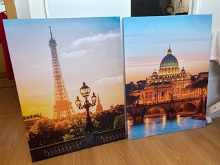 2 Cuadros Decorativos Torre Eiffel y Vaticano