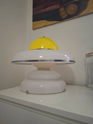 Lampada Space Age bianca e gialla