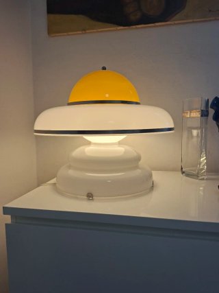 Lampada Space Age bianca e gialla