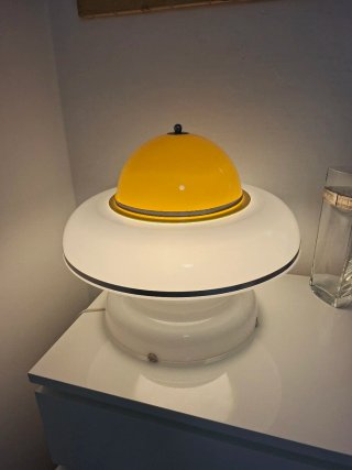 Lampada Space Age bianca e gialla