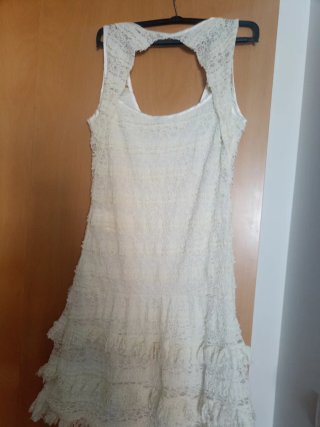 Vestido Morgan blanco encaje volantes
