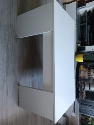 Mesa de centro blanca elevable para salón/comedor