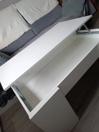 Mesa de centro blanca elevable para salón/comedor