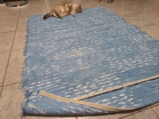 Tappeto in Cotone Blu e Bianco