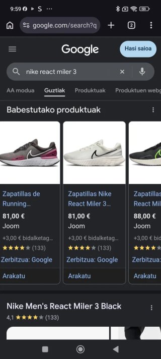 Nike React Miler 3 Talla 48.5 Azul/Morado