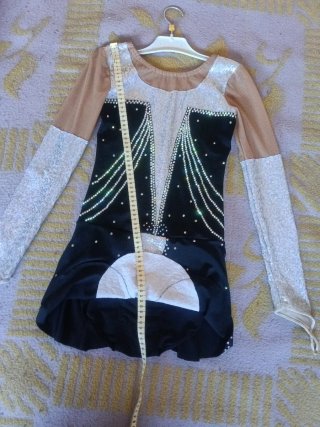 Maillot Patinaje Competición Negro y Plateado