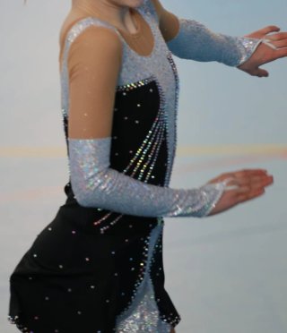 Maillot Patinaje Competición Negro y Plateado