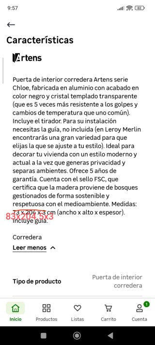 Puerta corredera negra con guía granero