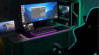 Silla Gaming Negra y Turquesa con luz