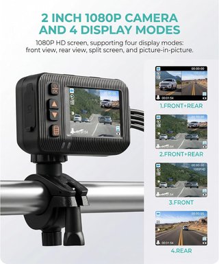 Cámara Moto 1080P Doble Lente Delantera