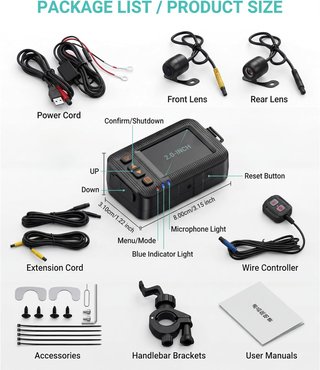 Cámara Moto 1080P Doble Lente Delantera