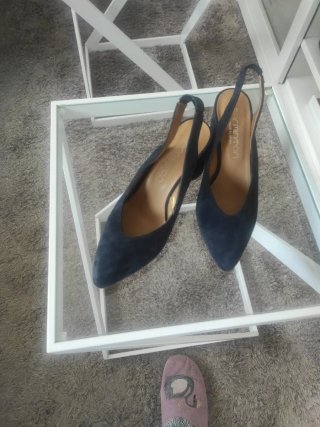 Zapatos slingback tacón azul marino