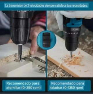 Taladro Atornillador Accesorios (2 Baterías)