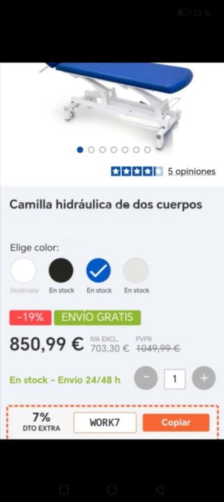 Camilla eléctrica de dos cuerpos nueva sin uso