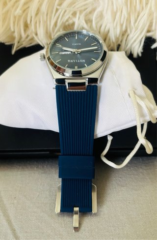 Reloj MSTIANQ Acero y Correa Silicona Azul