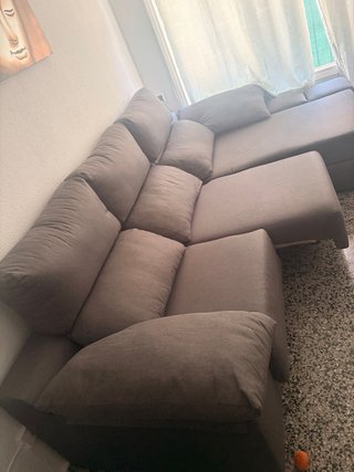Chaiselongue 3 plazas tela gris