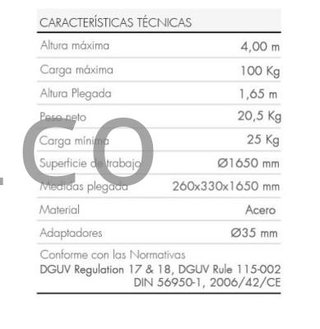 Elevador Telescópico Manual 4000 Mm 100 kg Aire Acondicionado - 10603