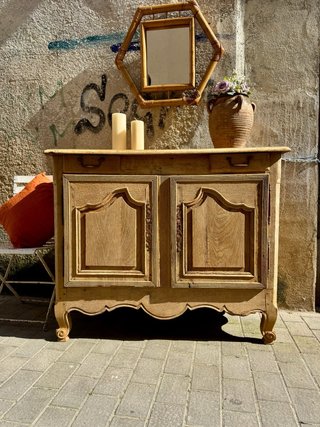 Mostrador francés antiguo de roble. Dos puertas