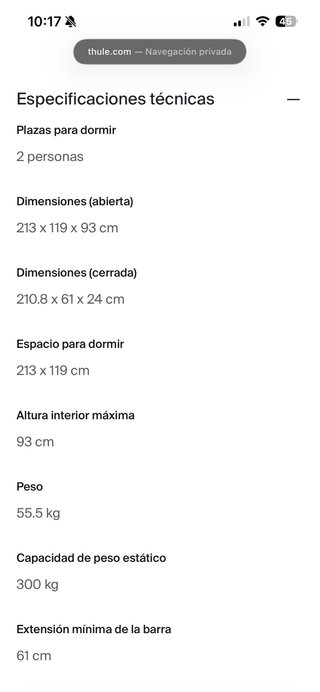 Tienda de techo coche 2 personas Thule Foothill