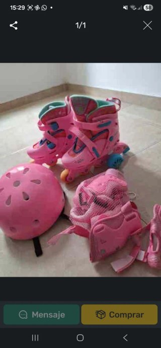 Patines niña talla 35 + casco y protecciones