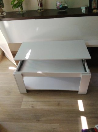 Mesa de centro cristal y madera