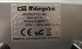 Mini horno Orbegozo negro Tostador