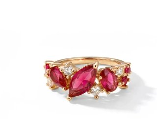 Anillo Chapado Oro Circonitas Rosas. Talla 7