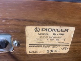 Tocadiscos Pioneer PL-15R Marrón