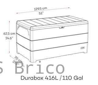 Baúl Arcón PVC 416 L Marrón - 70x129x62 cm - Duramax