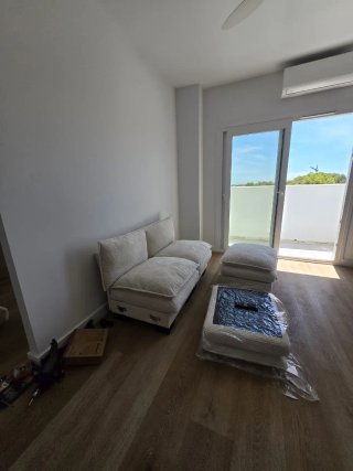 Sofá modular beige de tela