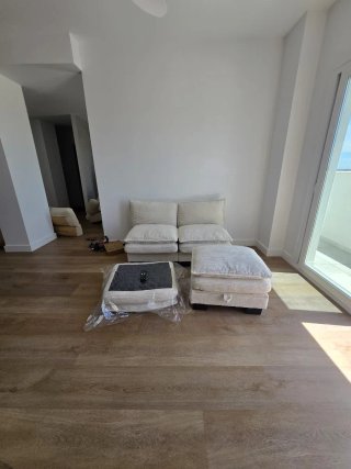 Sofá modular beige de tela