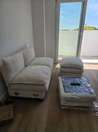 Sofá modular beige de tela