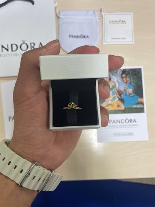 Anillo Pandora Tiara Princesa Disney Oro Verde