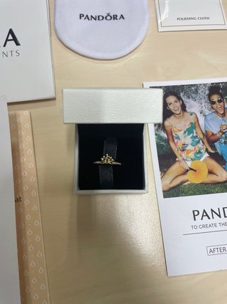 Anillo Pandora Tiara Princesa Disney Oro Verde